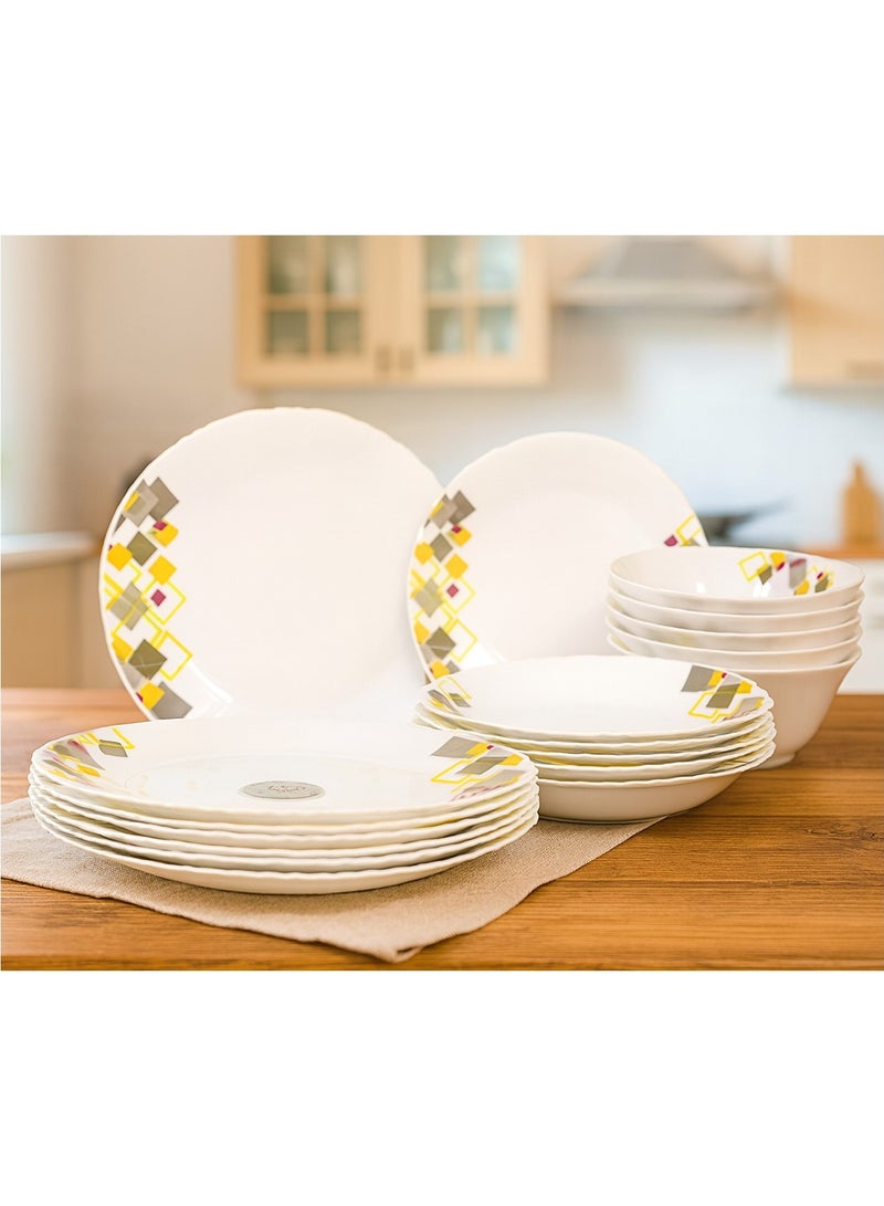 Melrich مجموعة أدوات المائدة ميلريتش 12 قطعة من الخزف الأوبال 4 أطباق عشاء 4 أطباق حلوى 4 سلطانيات آمنة في غسالة الصحون والميكروويف ومقاومة للخدوش - Image 1