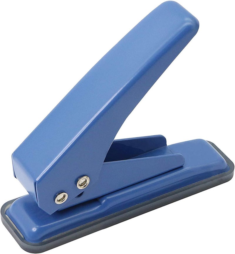Hutou Single Hole Puncher Handheld 1/4 Inches Hole Punch, 20 Sheet Paper Punch Capacity Metal Hole Puncher with Skid-Resistant Base for Paper, Chipboard, Art Project, Blue - Image 1