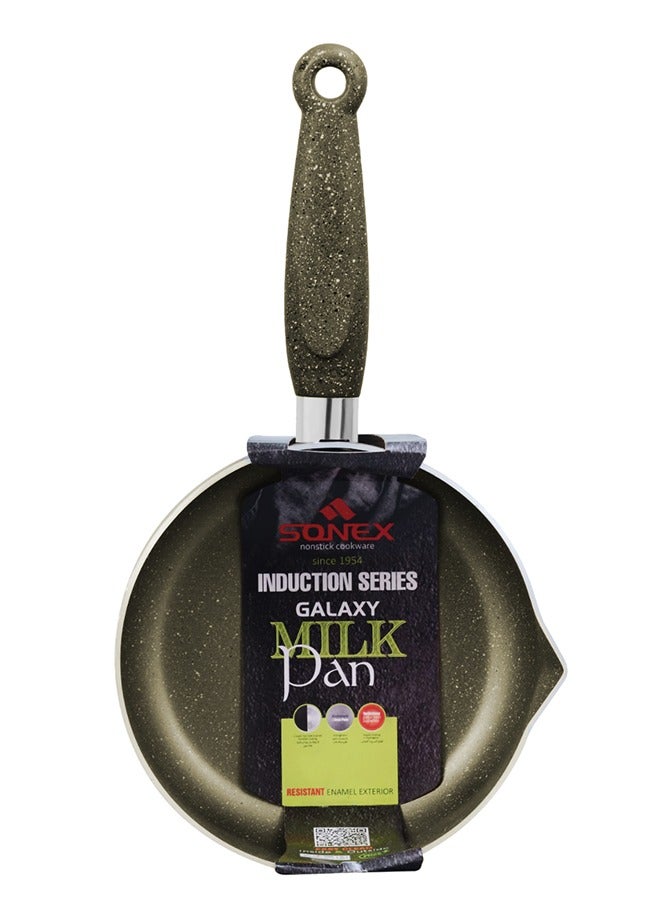 SONEX Sonex Non Stick Galaxy Milk Pan, Marble Coat, Sand Beige, PFOA Free, Spout Design, Ergonomic  Cool Handle, Dishwasher Safe, Multi-Purpose Sauce/Milk Pan,1.5-3.5 Ltr Capacity, Induction Compatible  - Image 3