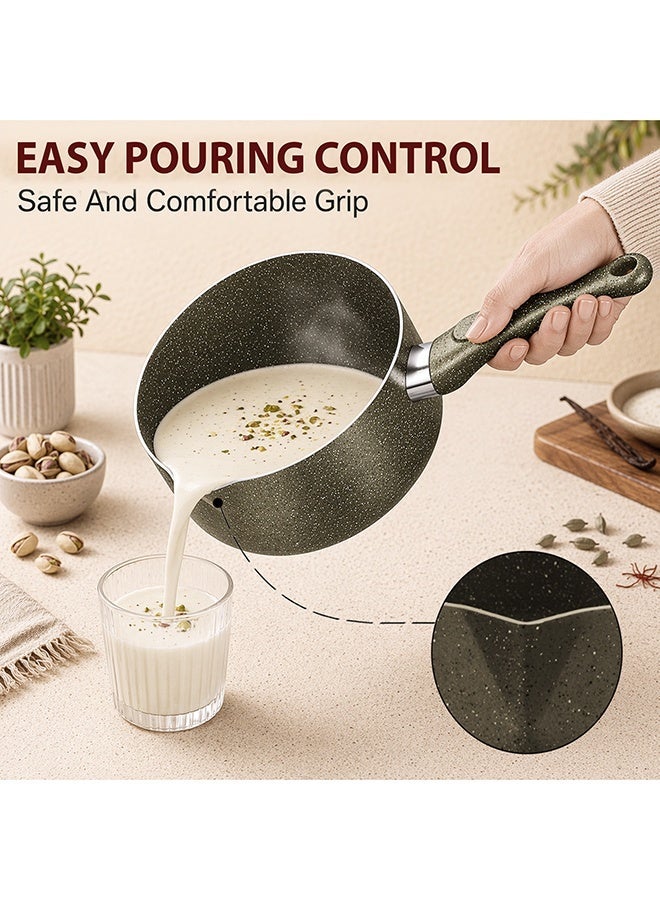 Sonex Non Stick Galaxy Milk Pan, Marble Coat, Sand Beige, PFOA Free, Spout Design, Ergonomic  Cool Handle, Dishwasher Safe, Multi-Purpose Sauce/Milk Pan,1.5-3.5 Ltr Capacity, Induction Compatible - Image 3