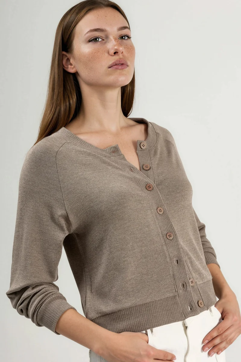 BUSEM Crew Neck Buttoned Cardigan