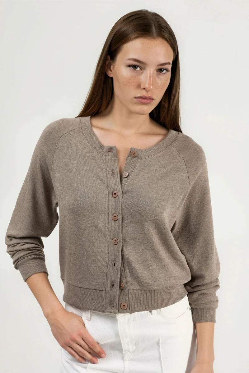 Busem BUSEM Crew Neck Buttoned Cardigan