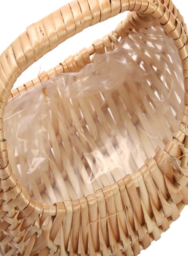 Lyellfe سلة زهور صغيرة من Lyellfe، عبوة من قطعتين، مصنوعة من الخوص مع مقبض وبطانة بلاستيكية، مثالية لتخزين البيض والحلوى، سلة من خشب الصفصاف مناسبة لحفلات الزفاف والهدايا والتخييم وديكور المنزل - Image 4