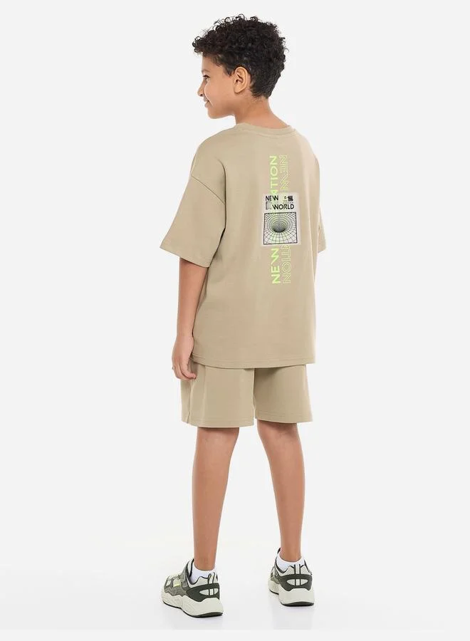 فكتور اند جين Victor And Jane Boys Cut and Sew Panel T-Shirt with Shorts Set