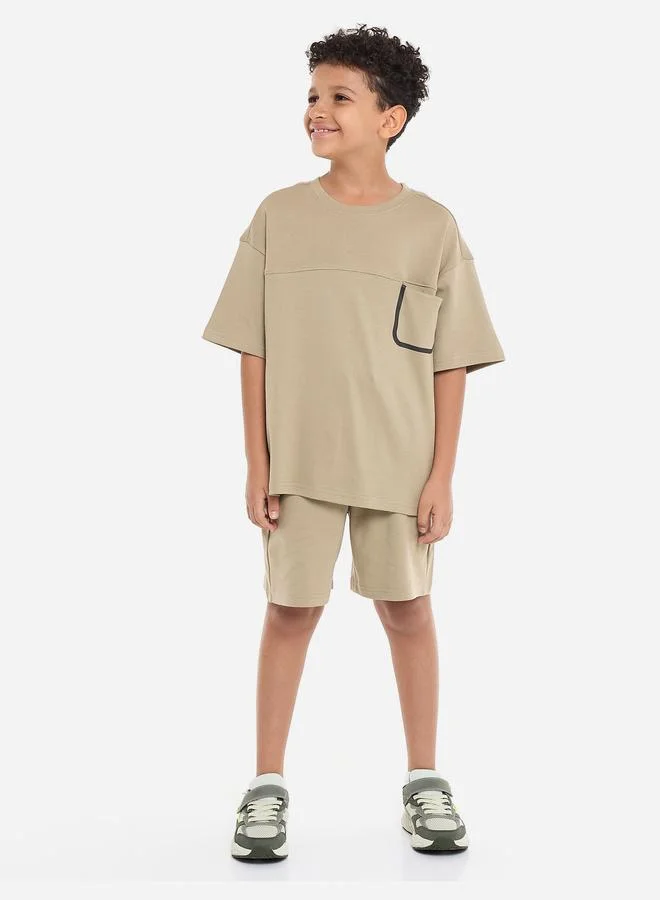 victor and jane Victor And Jane Boys Cut and Sew Panel T-Shirt with Shorts Set