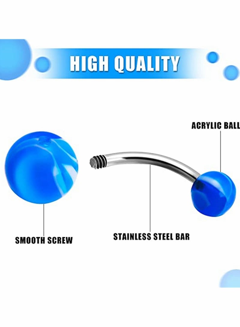 Excefore 200 Pcs 14G Belly Button Rings Banana Barbells Colorful Body Piercing Navel Rings Navel Barbell Acrylic Balls Steel Belly Rings Stainless Steel Body Piercing Jewelry for Women - Image 3