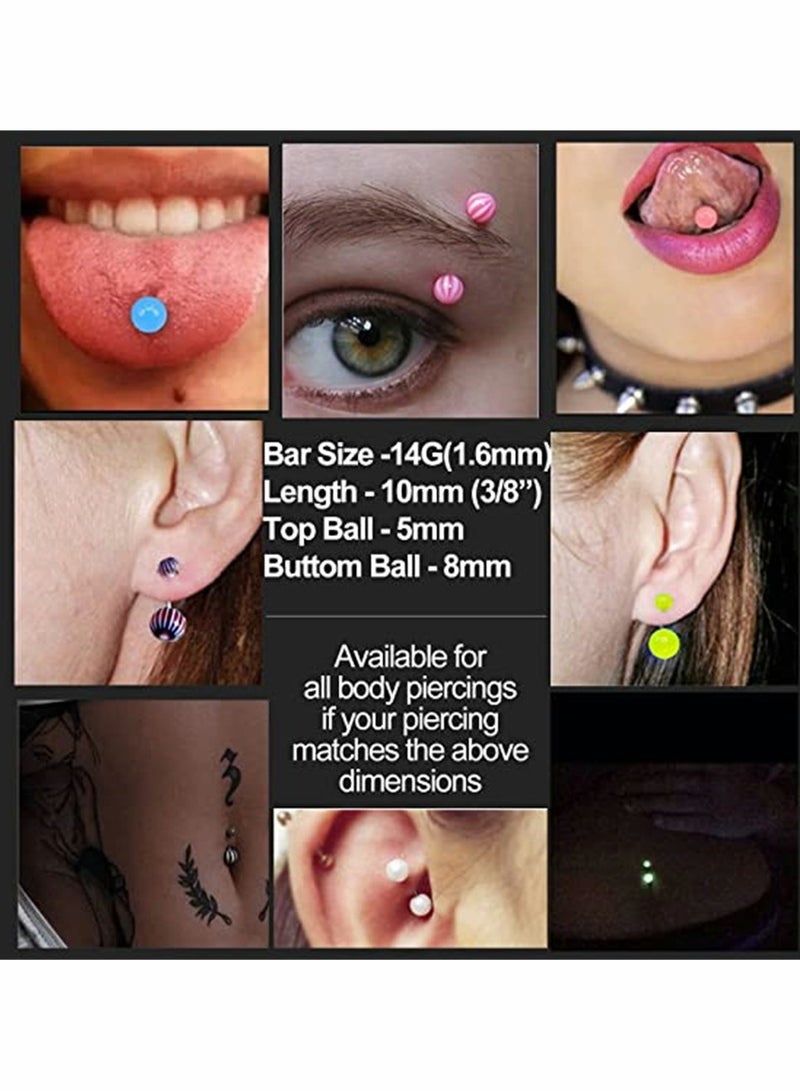 Excefore 200 Pcs 14G Belly Button Rings Banana Barbells Colorful Body Piercing Navel Rings Navel Barbell Acrylic Balls Steel Belly Rings Stainless Steel Body Piercing Jewelry for Women - Image 4