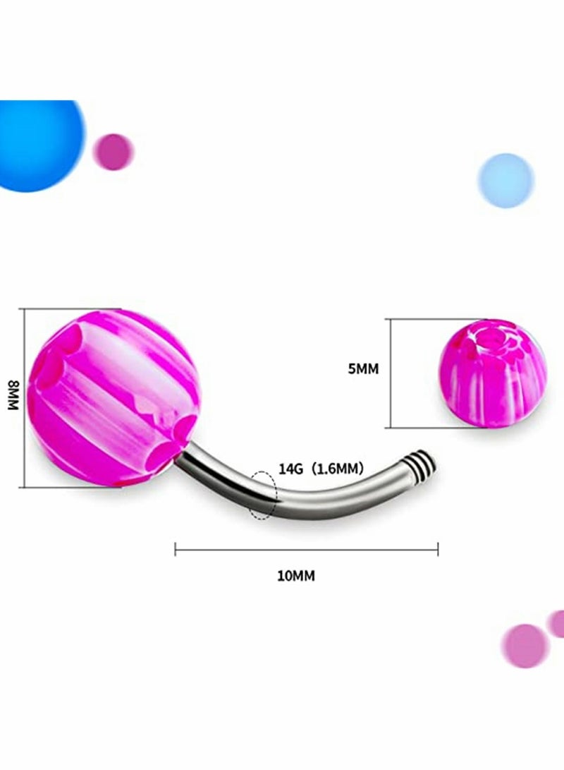 Excefore 200 Pcs 14G Belly Button Rings Banana Barbells Colorful Body Piercing Navel Rings Navel Barbell Acrylic Balls Steel Belly Rings Stainless Steel Body Piercing Jewelry for Women - Image 5