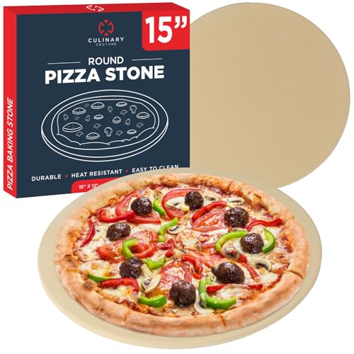 Culinary Couture 15 inch Round Pizza Stone for Oven - Large Pizza Stone for Grill, Cordierite Stones for Bread, Calzone, Cookies - Pizza Making Kit - Image 1