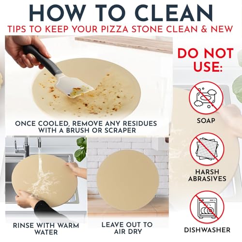Culinary Couture 15 inch Round Pizza Stone for Oven - Large Pizza Stone for Grill, Cordierite Stones for Bread, Calzone, Cookies - Pizza Making Kit - Image 3