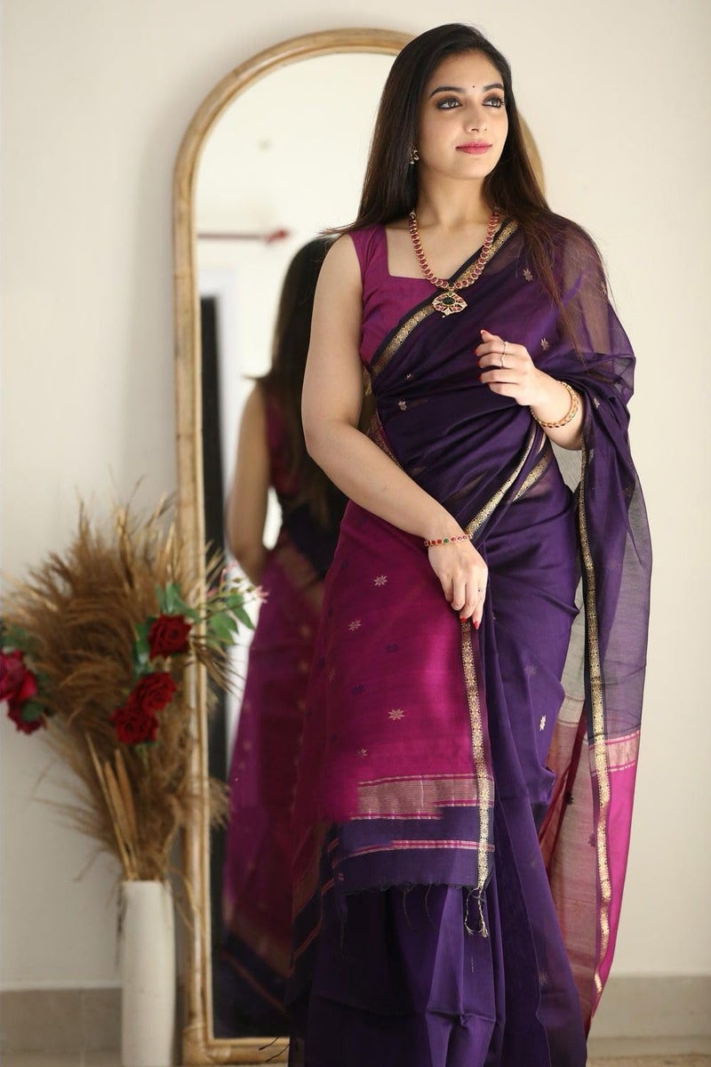 Shiv Textiles Womens Banarasi Soft Lilan Cotton Saree - Image 2