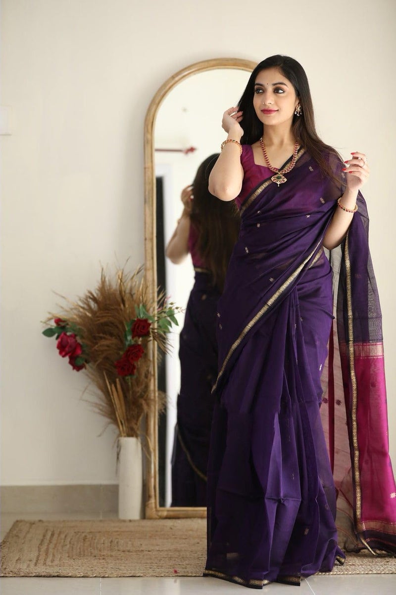 Shiv Textiles Womens Banarasi Soft Lilan Cotton Saree - Image 3