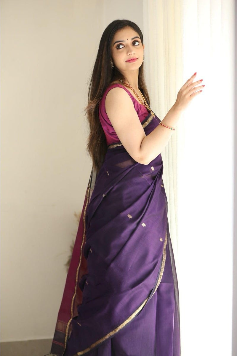 Shiv Textiles Womens Banarasi Soft Lilan Cotton Saree - Image 4