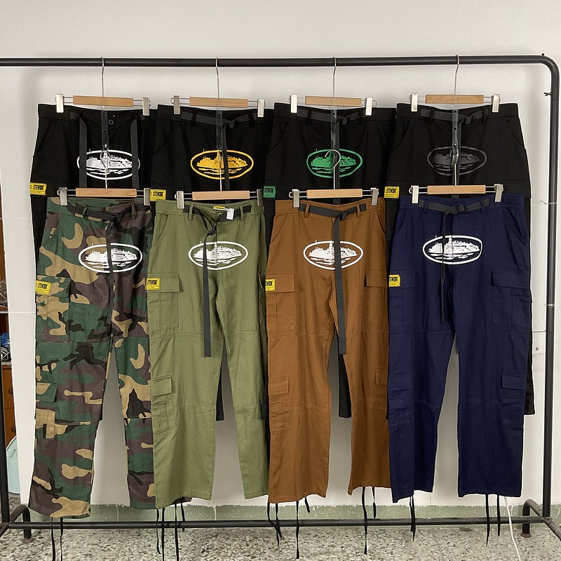 24S Trendy Brand Devil Multi-Pocket Elastic Casual Cargo Pants For Men And Women Couples High Street Long Pants - Image 2