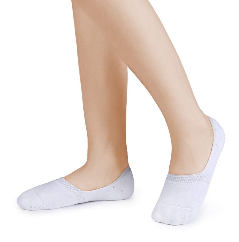 Leotruny 6 Pairs Unisex Thick Cushion Athletic Cotton Non Slip Low Cut Flat Liner No Show Socks (Medium, C01-Black/White/Light Gray) - Image 2