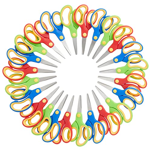Juvale School Supplies for Kids Blunt Tip Scissors Bulk School Supplies for Crafts Activities Bulk Classroom Scissors 5Inch Multicolor 24Pack - Image 1