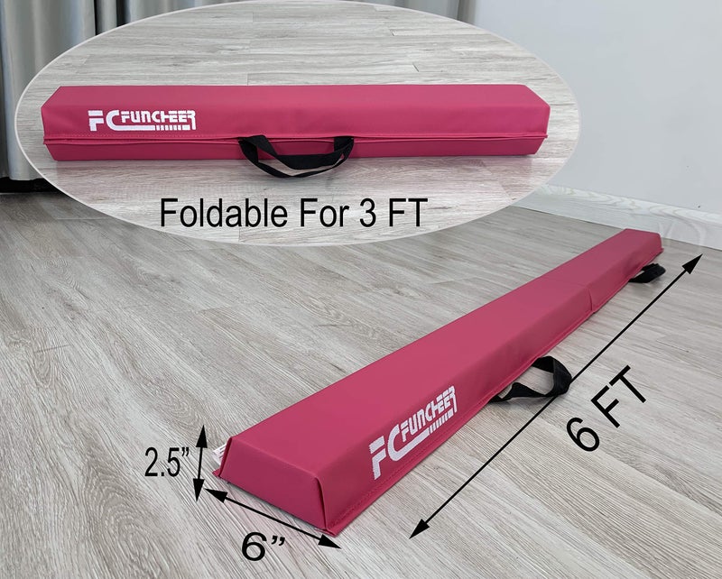 FC FUNCHEER 6FT/9FT Folding Balance Beam for Kids ages 3-39- Foldable Gymnastics Floor Beam,Anti-Slip ,Carrying Bag, Faux Suede Covered,EVA foam,Gymnastics Equipment for Kids Training At Home,School,Gym Center - Image 2