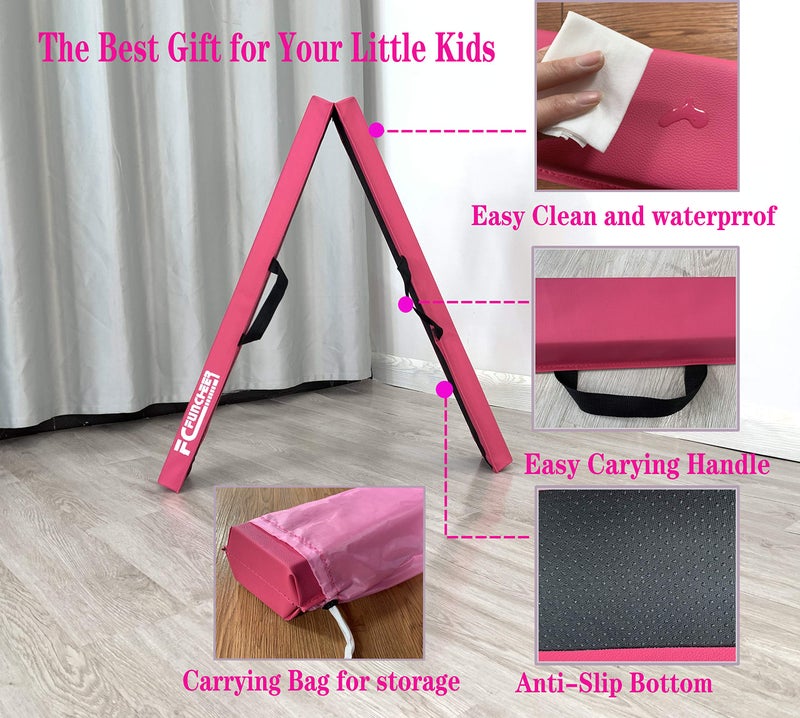 FC FUNCHEER 6FT/9FT Folding Balance Beam for Kids ages 3-39- Foldable Gymnastics Floor Beam,Anti-Slip ,Carrying Bag, Faux Suede Covered,EVA foam,Gymnastics Equipment for Kids Training At Home,School,Gym Center - Image 4