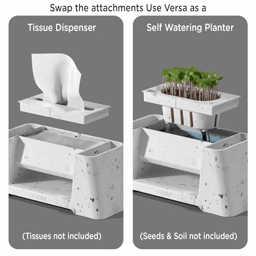 eo Pen Stand with Tissue Dispenser, Desk Organizer & Phone Holder, Multipurpose Stationery Organiser for Office Desk, Study Table & Home (Versa, Marble White) - Image 4