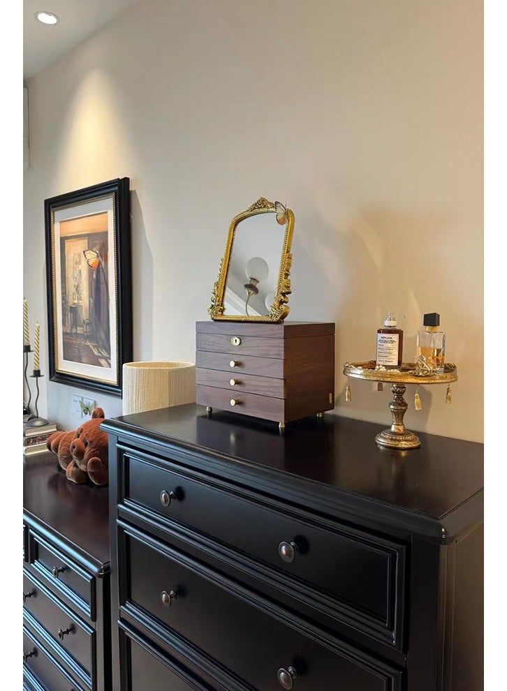 الذهب الخمر مرآة الغرور, ماكياج المرآة,مرآة الباروك القديمة مع إطار مزين, مرآة النحاس القوسية للحمام, غرفة المعيشة, المكاتب, السكن,مراية مكياج，مرايا صغيرة - Image 4