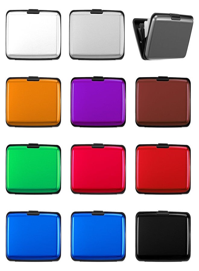 xozeooeu 12 Pack RFID Blocking Metal Credit Card Holder - Slim Aluminum Business Card Wallet Case with Secure Clasp for Men & Women (11 Assorted Colors) - Image 1