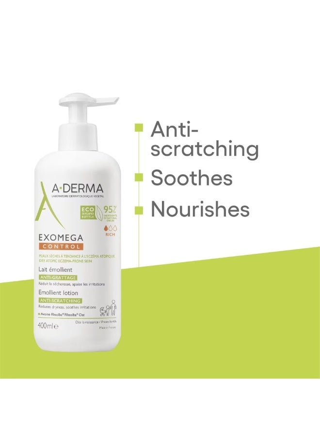 A-Derma Exomega Control Emollient Lotion Anti-Scratching 400ml - Image 3