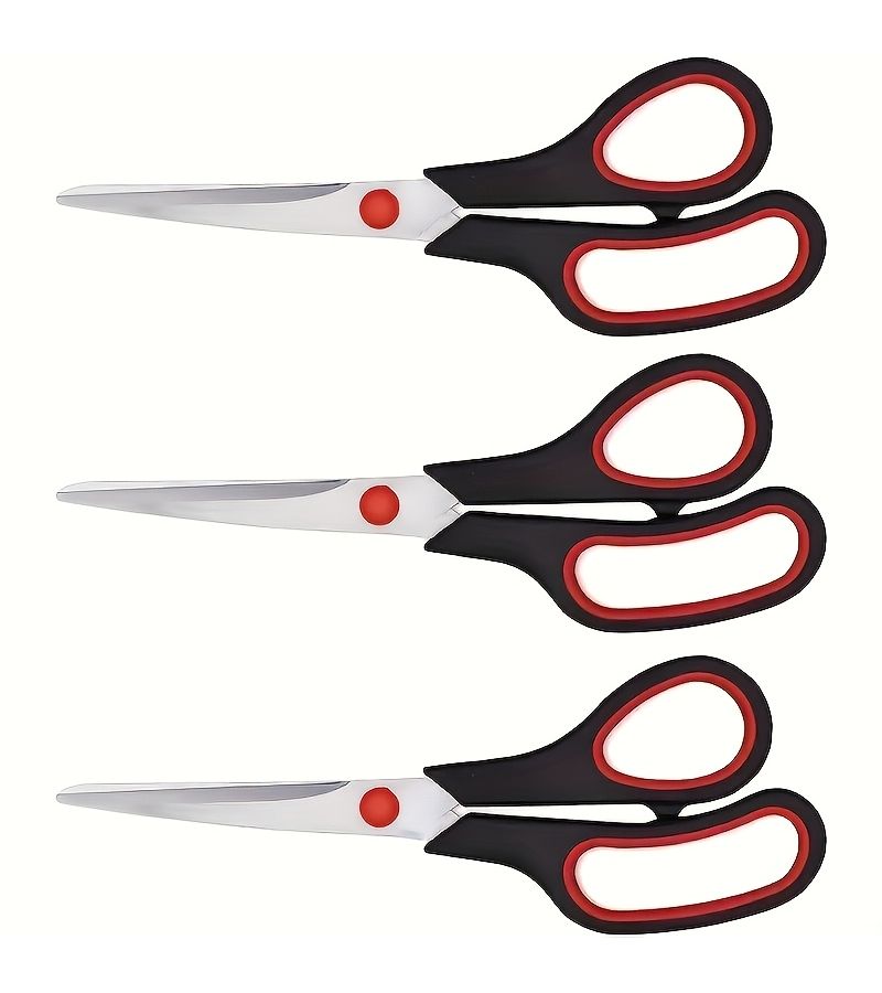 Black And Red Stainless Steel Multipurpose Scissors Ergonomic Grip Dual Handed Use For Kitchen Office Home Cutting Paper Fabric And Trimming Tasks - Image 2
