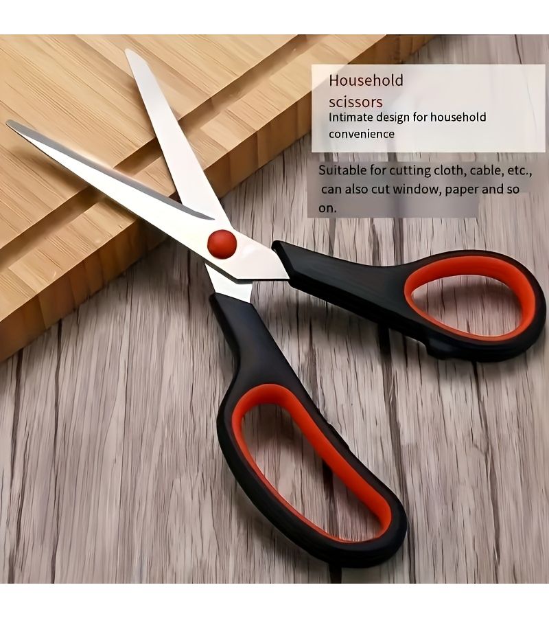 Black And Red Stainless Steel Multipurpose Scissors Ergonomic Grip Dual Handed Use For Kitchen Office Home Cutting Paper Fabric And Trimming Tasks - Image 5