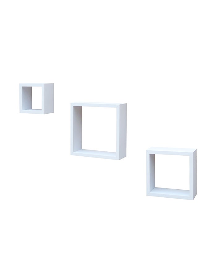 Feelings FLOATING WALL SHELVES CUBE 3PCS SET WHITE SIZE: 30x9.8x30cm/25x9.8x25cm/20x9.8x20cm  - Image 3