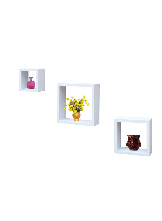 Feelings FLOATING WALL SHELVES CUBE 3PCS SET WHITE SIZE: 30x9.8x30cm/25x9.8x25cm/20x9.8x20cm  - Image 2