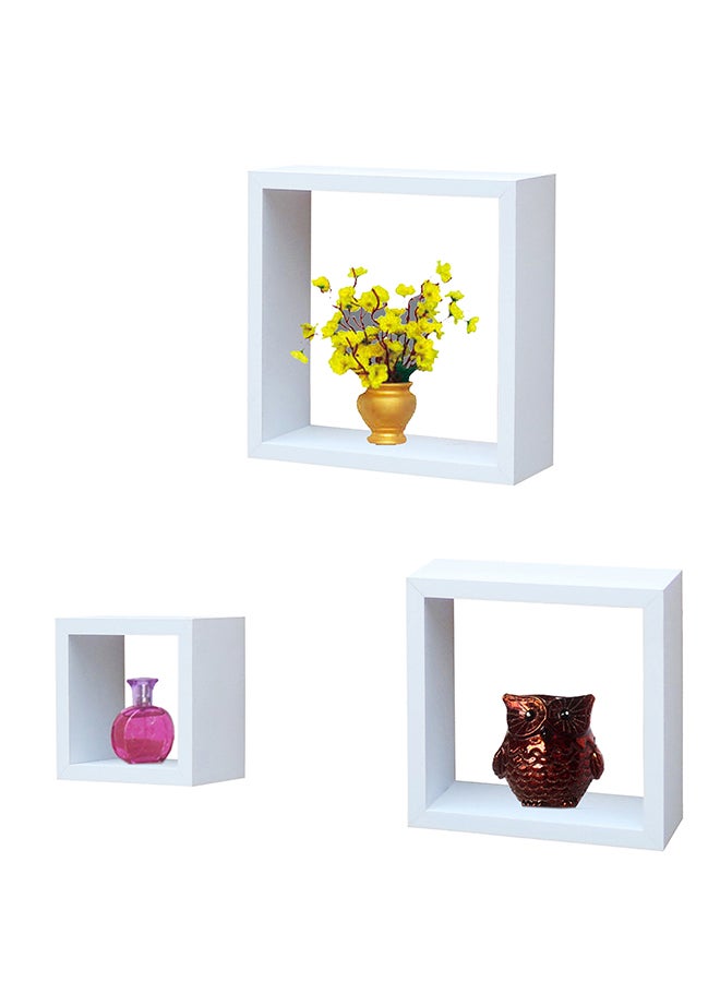 Feelings FLOATING WALL SHELVES CUBE 3PCS SET WHITE SIZE: 30x9.8x30cm/25x9.8x25cm/20x9.8x20cm  - Image 1