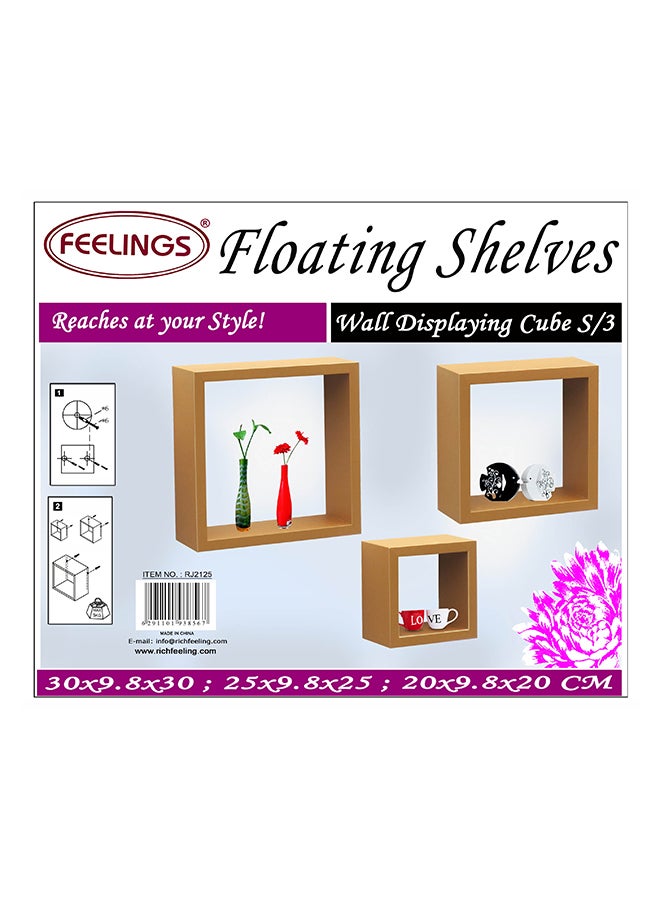 Feelings FLOATING WALL SHELVES CUBE 3PCS SET WHITE SIZE: 30x9.8x30cm/25x9.8x25cm/20x9.8x20cm  - Image 4