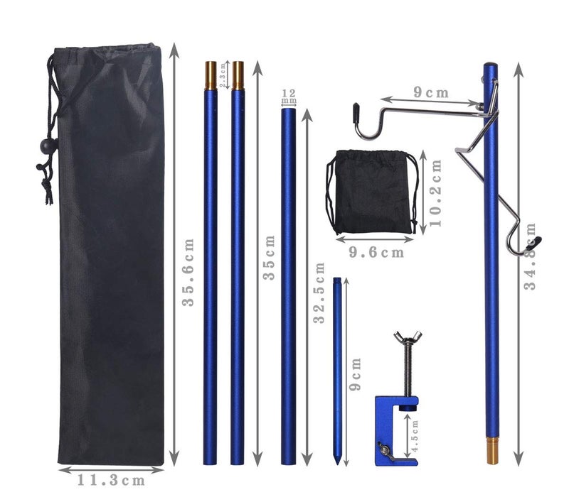 HIKEMAN Folding Lantern Stand Pole Portable Lamp Stand Hook Collapasible Light Stand Holder for Camping Fishing Picnic BBQ Outdoor Activities (Blue) - Image 5