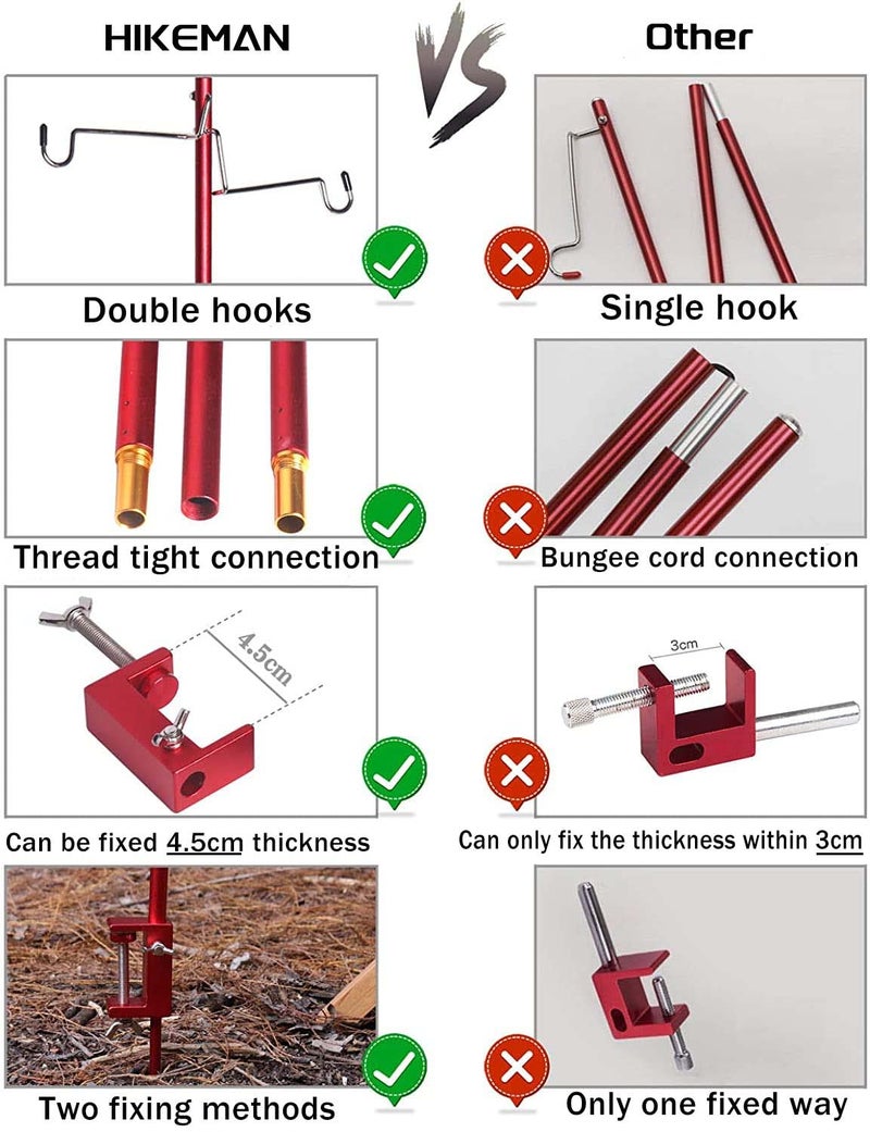 HIKEMAN Folding Lantern Stand Pole Portable Lamp Stand Hook Collapasible Light Stand Holder for Camping Fishing Picnic BBQ Outdoor Activities (Blue) - Image 4