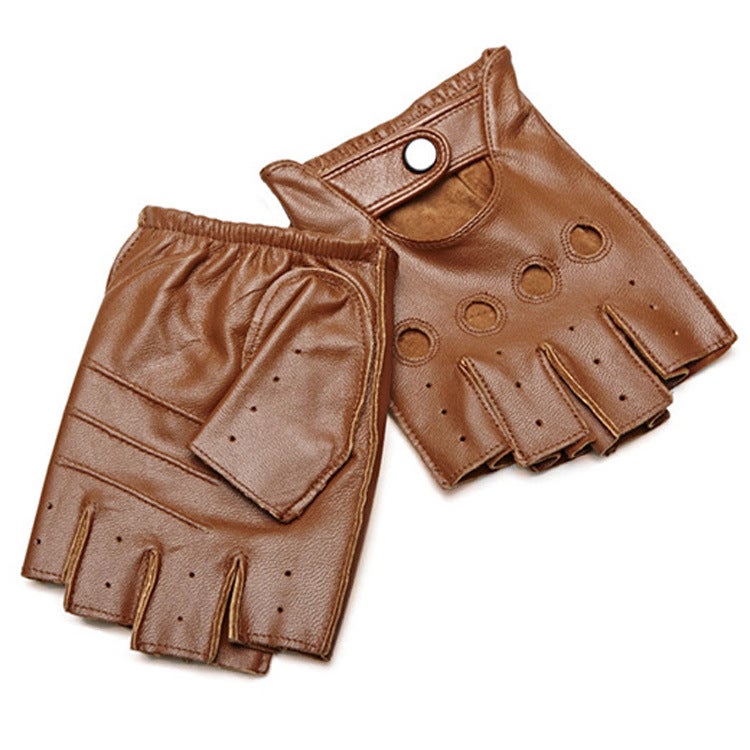 Europe and the United States cross-border manufacturers wholesale new mens leather gloves outdoor riding sports red womens leather gloves Brown stitching with loop 