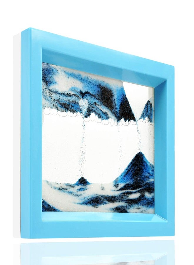 whimsyyy Moving Sand Art Liquid Motion Bubbler Flowing Sand Art Picture Desktop Sensory Calming Fidget Toy Voted Best Gift!(Ocean Heart) (Blue) - Image 1