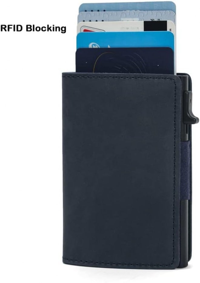 Fermido Slim Wallet for Air Tag| Genuine Leather RFID Credit Card Money Holder Automatic Pop up Mini Aluminum Wallet | Pocket-Sized and Slim Design Multipurpose Accessory for AirTag Case Cover for Men… - Image 2