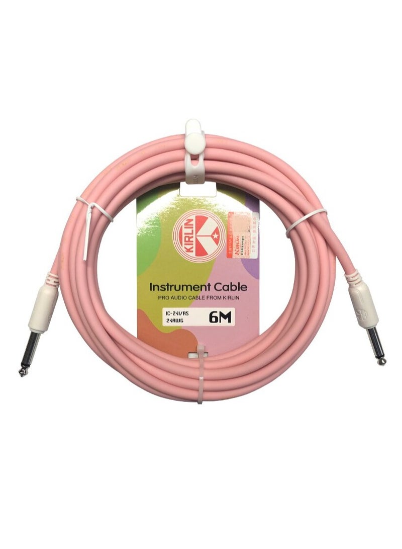 Generic 6M Guitar Cable – Dual Straight Plugs, Model IC-241, Macaron Colors, For Guitar & Bass  - Image 1