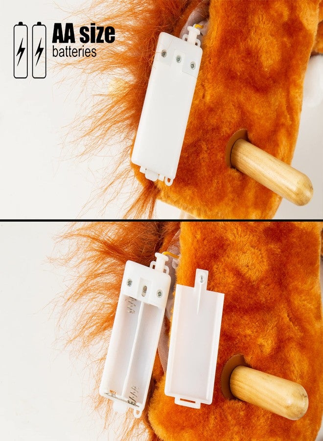 PUNP 36'' Plush Horse Riding Stick, Handsewn Head, Sturdy Wood Stick, Plus Neighing & Clip-Clop Sounds - Image 2