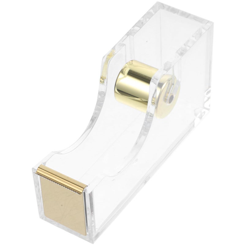 Acrylic Tape Dispenser And Cutter Base Gold Office Tape Holder For Desk Home School Stationery Supply - Image 2