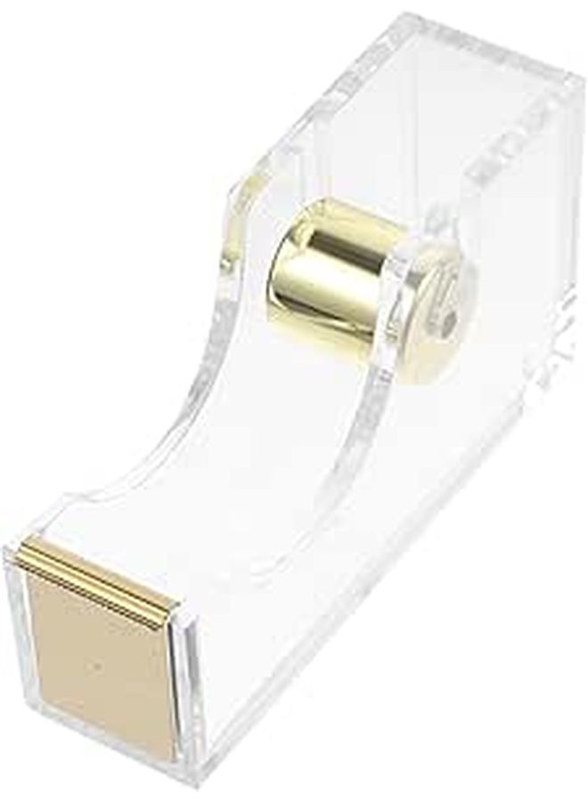 Acrylic Tape Dispenser And Cutter Base Gold Office Tape Holder For Desk Home School Stationery Supply - Image 1