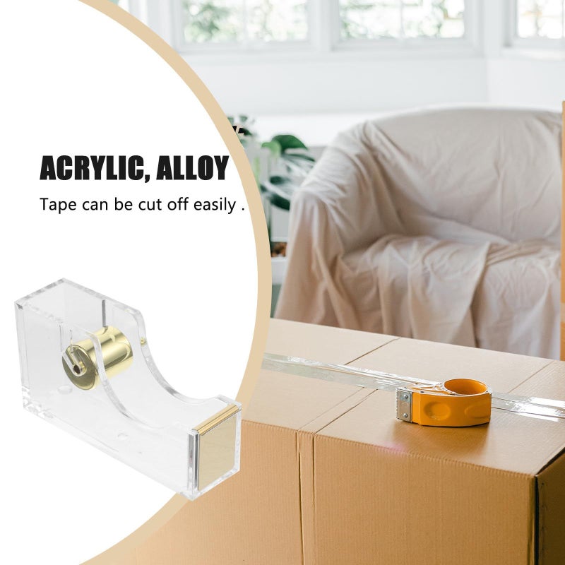 Acrylic Tape Dispenser And Cutter Base Gold Office Tape Holder For Desk Home School Stationery Supply - Image 5