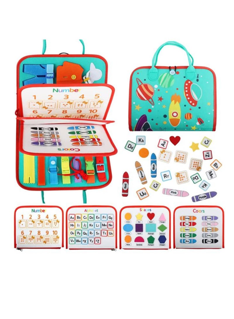 MIXDE Busy Board for Toddlers,Montessori Toy Sensory Board for Kids,Preschool Activities Educational Travel Toy,Portable Busy Board Gifts for Toddlers Learning Basic Dress Skills  - Image 1