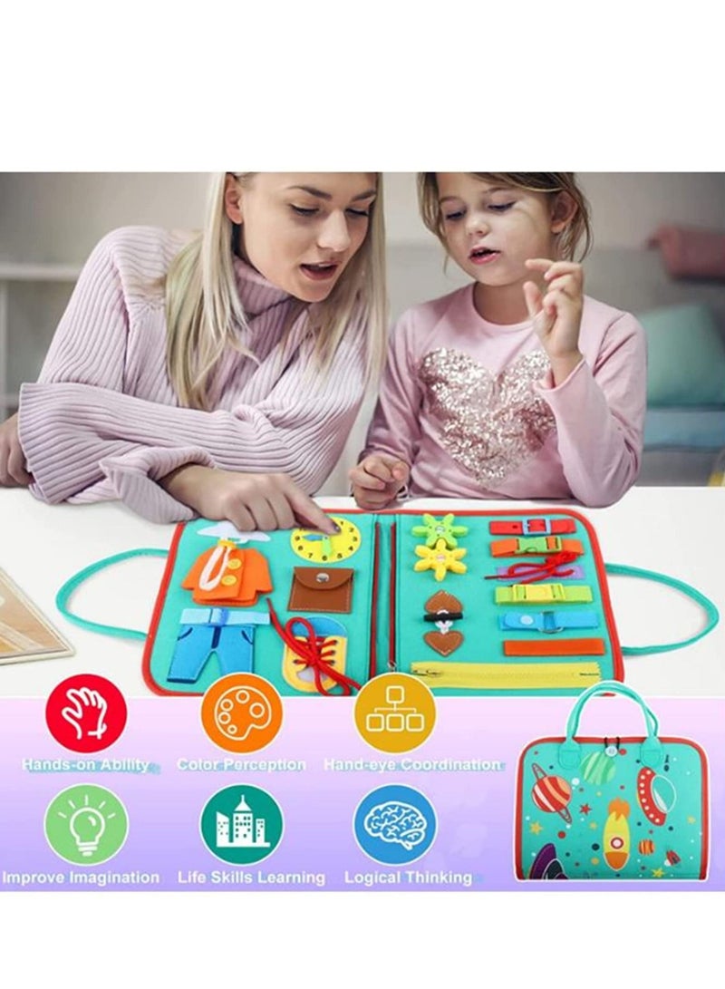 MIXDE Busy Board for Toddlers,Montessori Toy Sensory Board for Kids,Preschool Activities Educational Travel Toy,Portable Busy Board Gifts for Toddlers Learning Basic Dress Skills  - Image 4