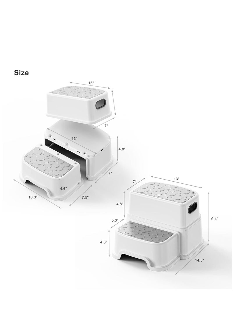 Step Stool for Kids Toddler Sink Step Up Stool for Kitchen Bathroom Safety Bottom as Potty Training Stool Double Step Stool for Kitchen Bathroom for Brushing Teeth - Image 5