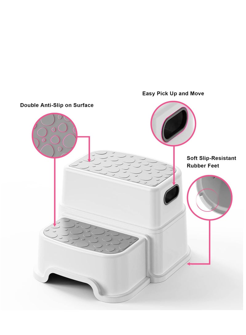 Step Stool for Kids Toddler Sink Step Up Stool for Kitchen Bathroom Safety Bottom as Potty Training Stool Double Step Stool for Kitchen Bathroom for Brushing Teeth - Image 4