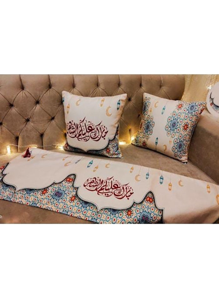 عام طقم رمضاني مفرش ترابيزة و 2 ق كفر خددية قطيفة - Image 1