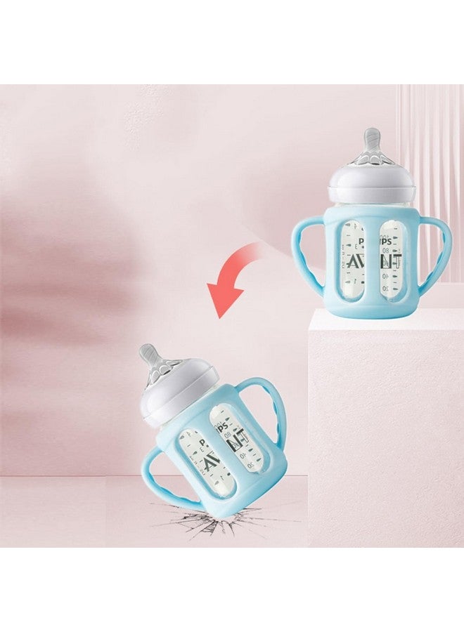 ROMIRUS 2 Pack Silicone Sleeves for Philips Avent Glass Natural Baby Bottles 4oz and 8oz, Anti Breakage Baby Bottle Holder with Handle, Feeding Bottle Handle (Blue) - Image 5
