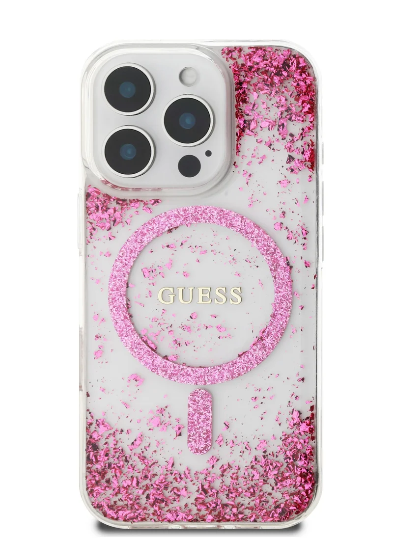 GUESS Magsafe IML Hard Case with Marble Design for iPhone 16 Pro Max / Drop protection / Slim Profile / Comfortable Grip-Fuschia