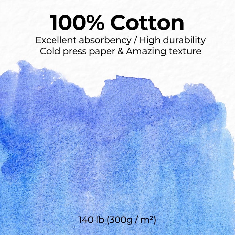 Funto Blank Watercolor Paper Postcards, 100% Cotton, 28 Cards+2 Watercolor Stamps, 4x6, 140lb/300gsm, Acid-Free Heavyweight for Thanks - Image 4